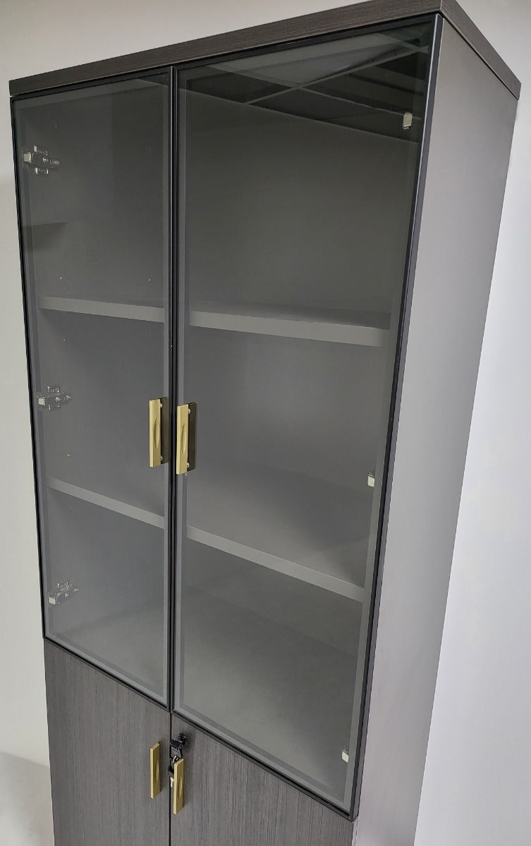 Modern Modular Two Door Bookcase in Grey Oak - 800mm Wide - BWJ-HS0508