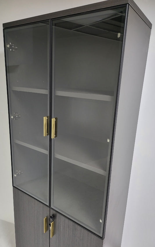 Modern Modular Two Door Bookcase in Grey Oak - 800mm Wide - BWJ-HS0508