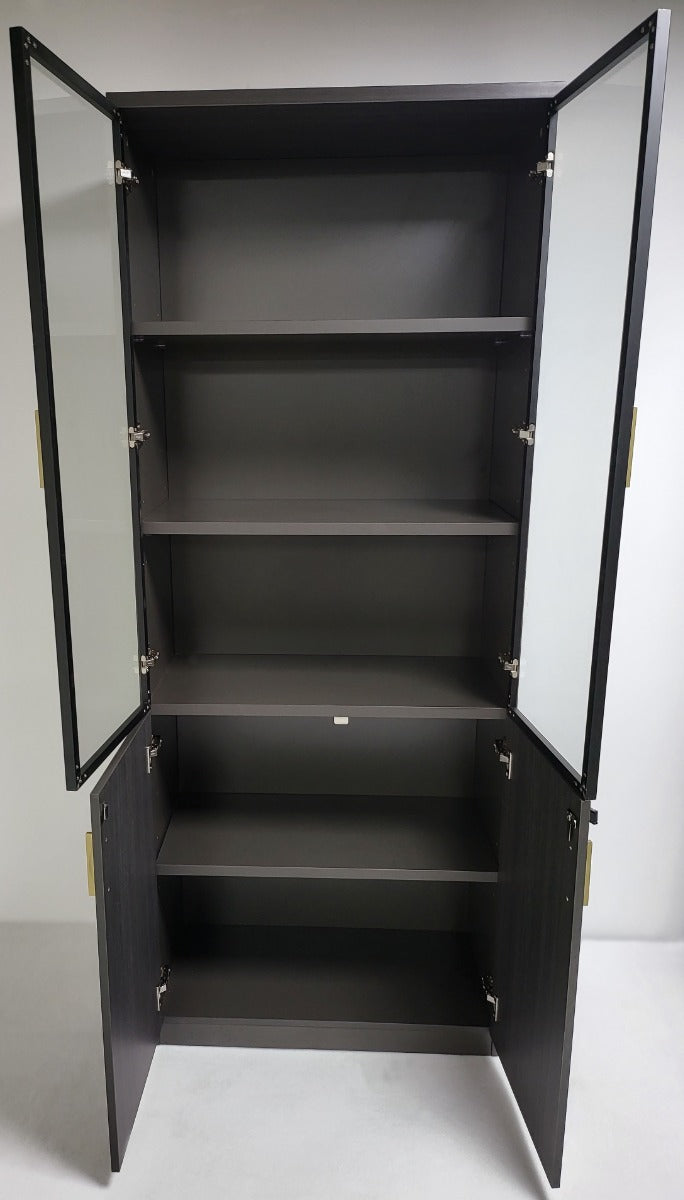 Modern Modular Two Door Bookcase in Grey Oak - 800mm Wide - BWJ-HS0508