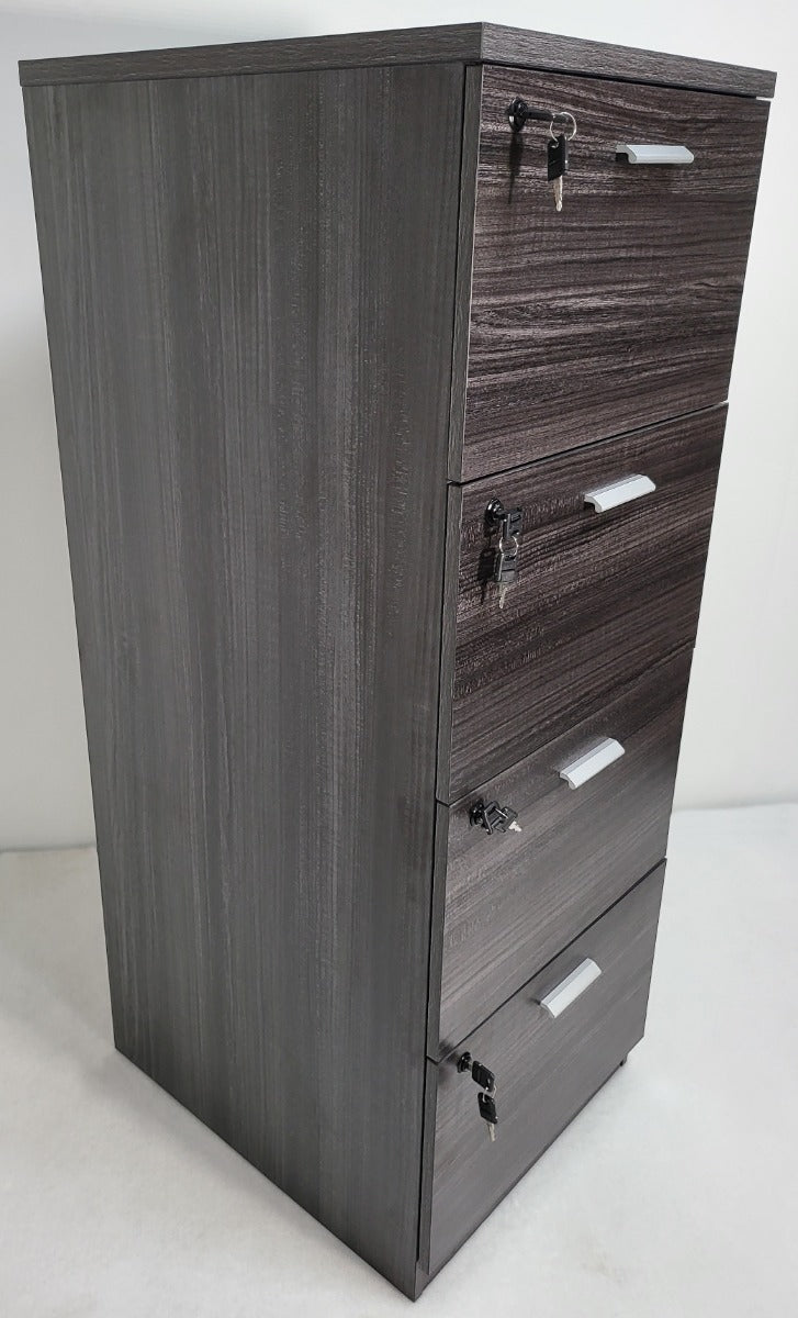 Grey Oak Executive Four Drawer Filing Cabinet - LX-AB84