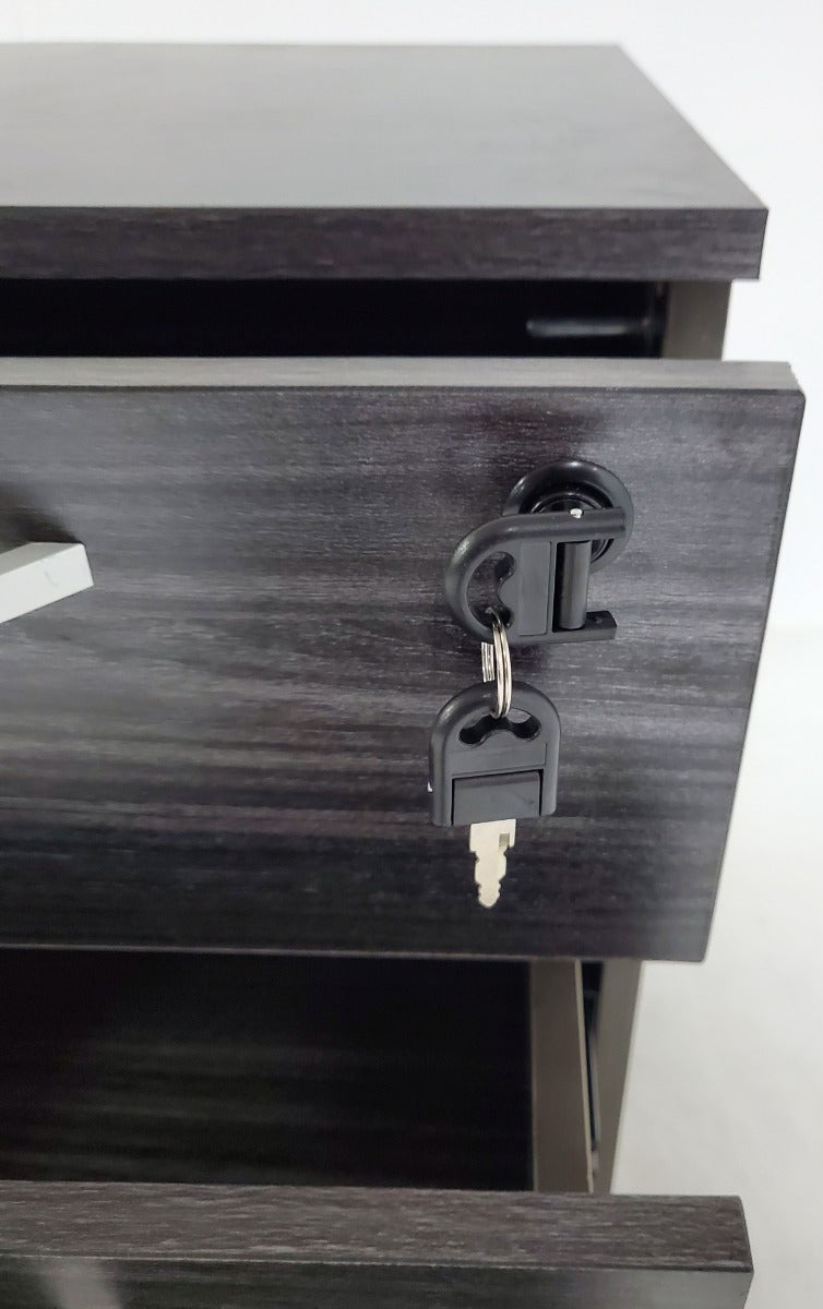 Modern Grey Oak Three Drawer Pedestal with Lock - LX-S0604