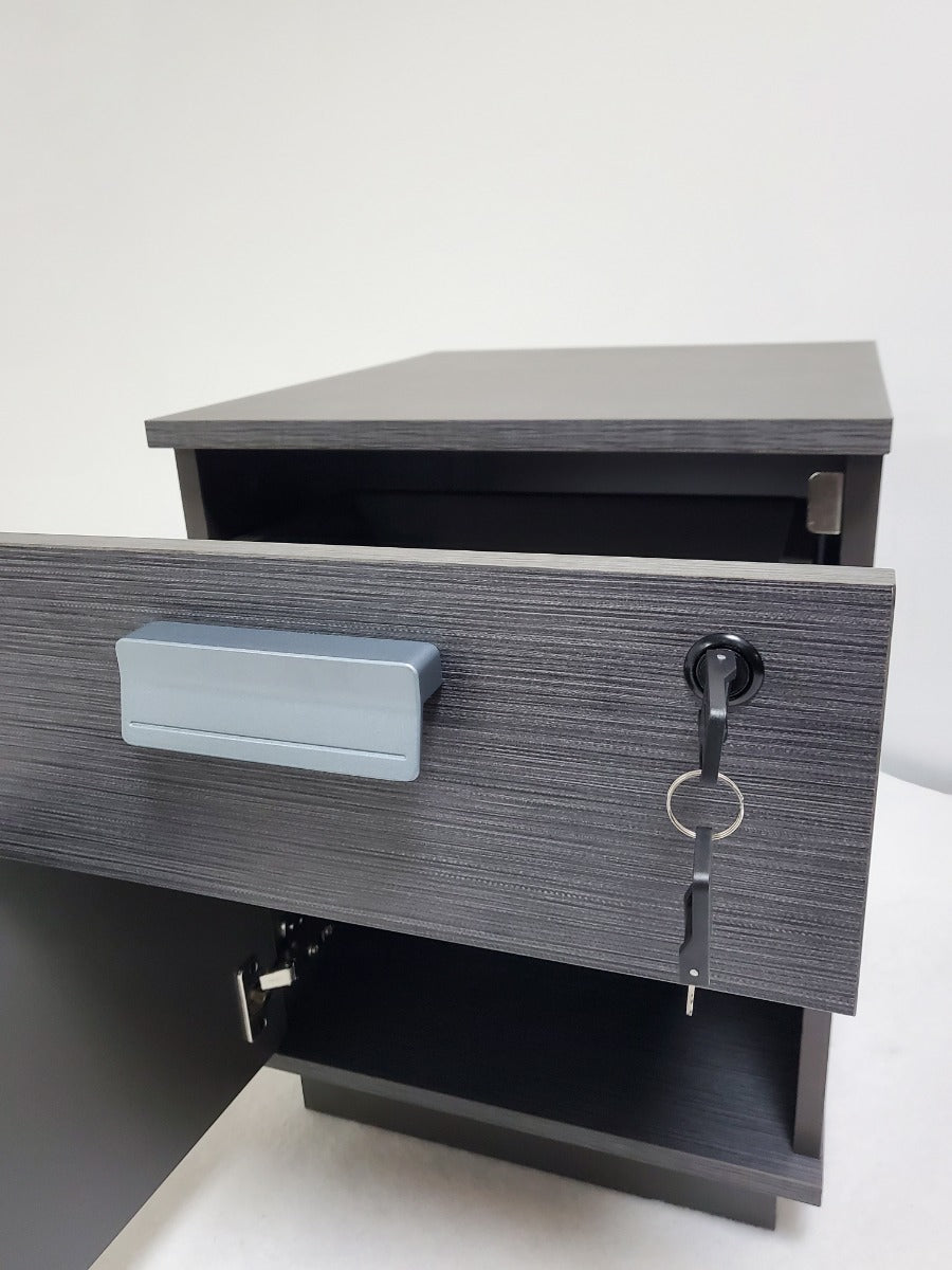 Grey Oak Pedestal with One Door and One Drawer - WKO-S0504