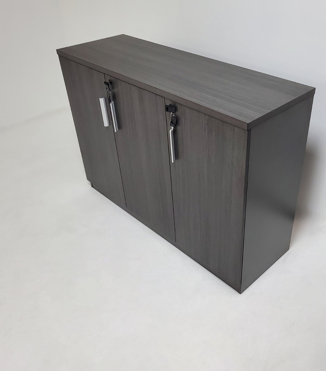 Modern 1200mm Wide Three Door Grey Oak Executive Office Cupboard - S0616-3DR-DG04