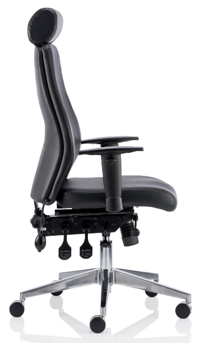 Onyx Leather Ergonomic Posture Office Chair - Recommended by Leading UK Chiropractor Doctor