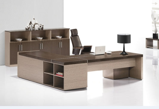 Large Executive Corner Desk In Coffee Oak Veneer - 2800mm - JRC282
