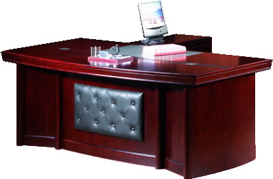 Mahogany Executive Desk With Leather Detailing - With Pedestal and Return - 1800mm - 1833