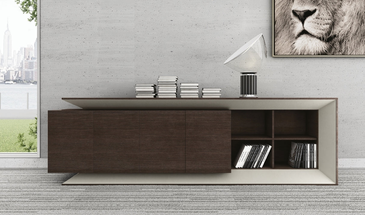 Large Executive Office Sideboard Cupboard Chocolate Walnut and Ivory 0C6T312