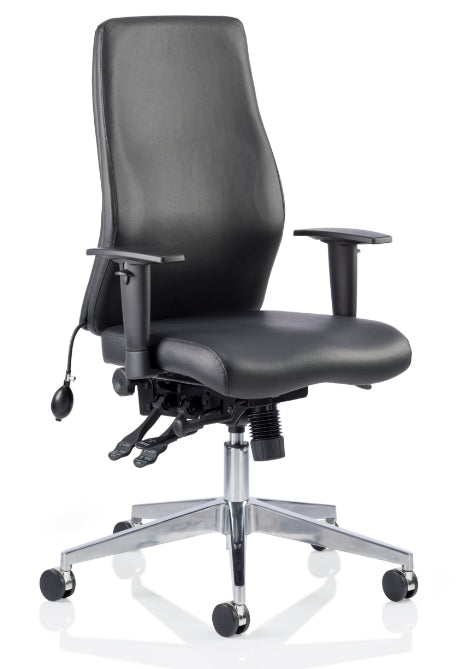 Onyx Leather Ergonomic Posture Office Chair - Recommended by Leading UK Chiropractor Doctor