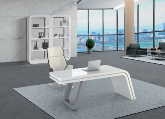 Contemporary White Gloss 600mm Deep Office Desk - 1600mm, 1800mm or 2000mm - GL7820