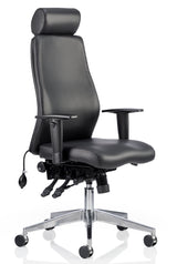 Onyx Leather Ergonomic Posture Office Chair - Recommended by Leading UK Chiropractor Doctor