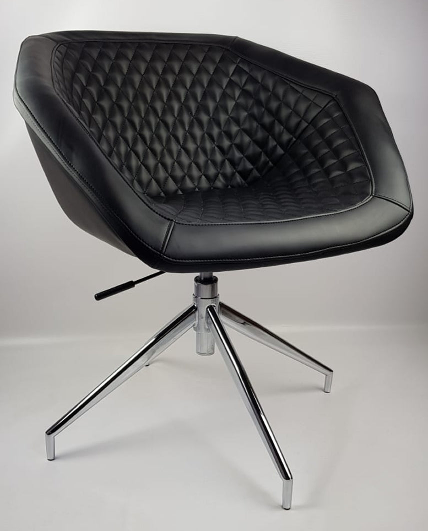 Black Swivel Base Diamond Style Quilted Tub Reception Chair - HB-182
