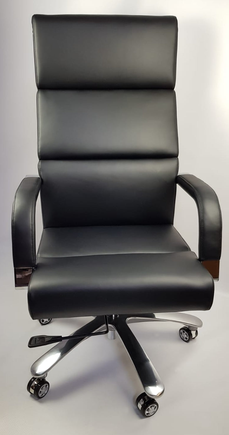 Black Leather Chrome Frame Deep Padded Executive Office Chair - HB1817-B