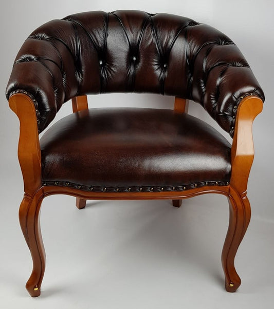 Solid Wood Frame Real Leather Chesterfield Captains Visitor Chair - CPT-307