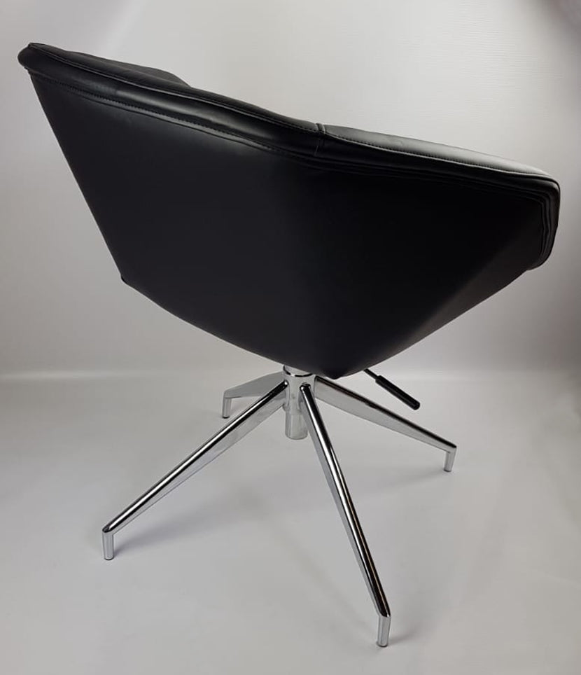 Black Swivel Base Diamond Style Quilted Tub Reception Chair - HB-182