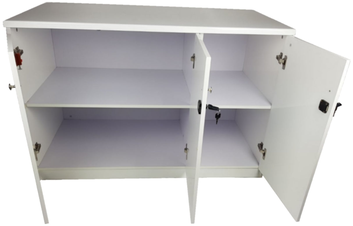 White Gloss Executive Three Door Cupboard - 6846TD