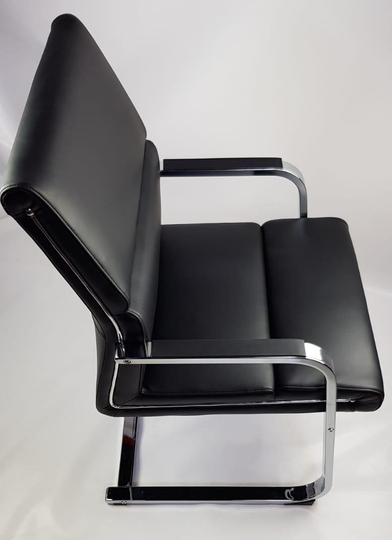 Black Leather Chrome Frame Executive Visitor Chair - HB-1817C