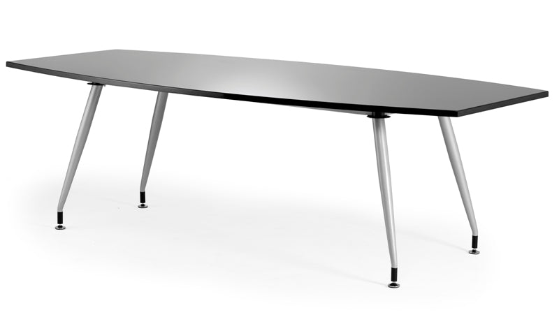 2400mm Wide High Gloss Boardroom Table with Silver Legs - Black or White Option