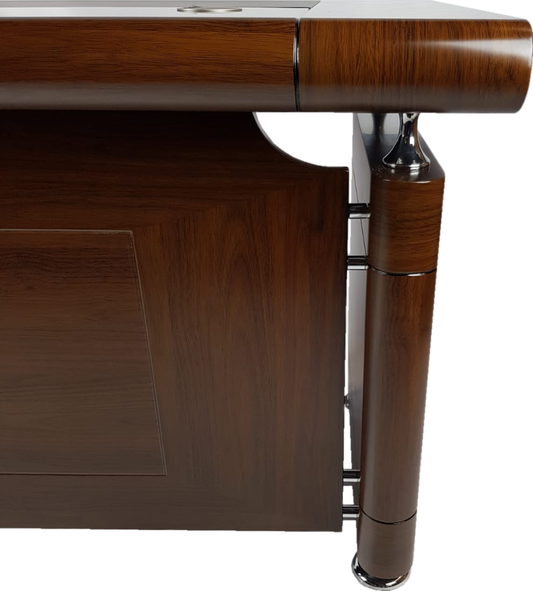 Small Light Walnut Real Wood Veneer Executive Desk With Roll Top - 1400mm - 1861