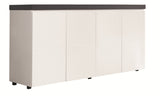 Gloss White Credenza with Black Leather Top - CR1361
