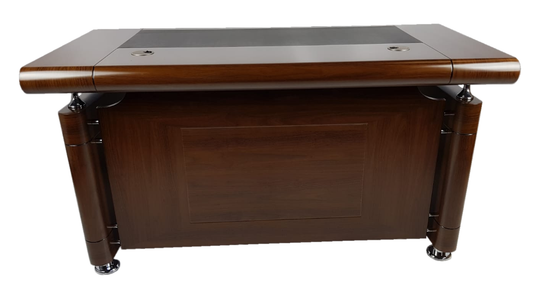 Small Light Walnut Real Wood Veneer Executive Desk With Roll Top - 1400mm - 1861