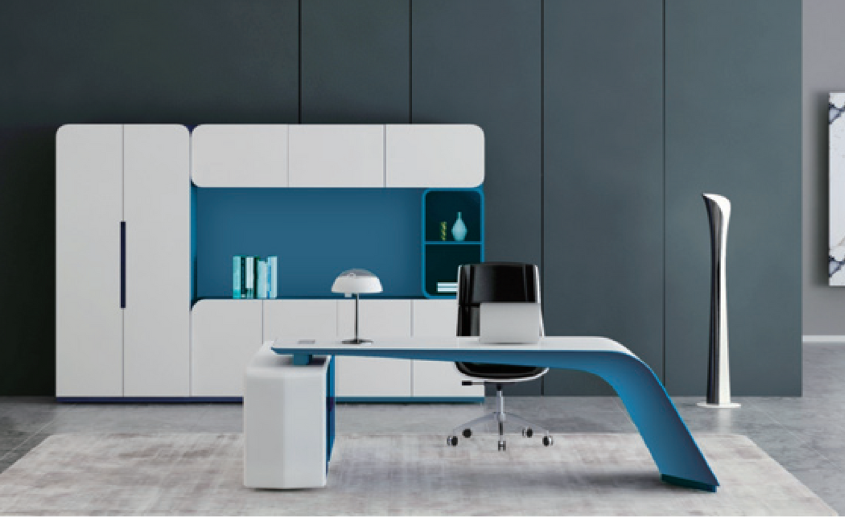 Contemporary White Gloss Office Desk with Side Return - 1800mm, 2000mm, 2200mm or 2500mm - GL7826