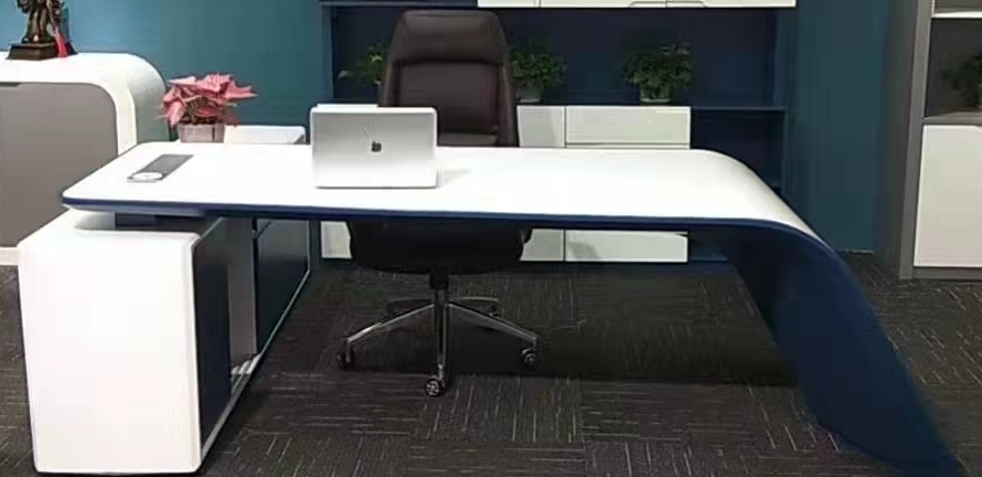 Contemporary White Gloss Office Desk with Side Return - 1800mm to 2500mm - GL7826