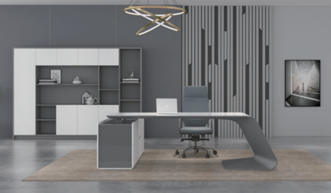 Contemporary White Gloss Office Desk with Side Return - 2200mm to 2800mm - GL7830