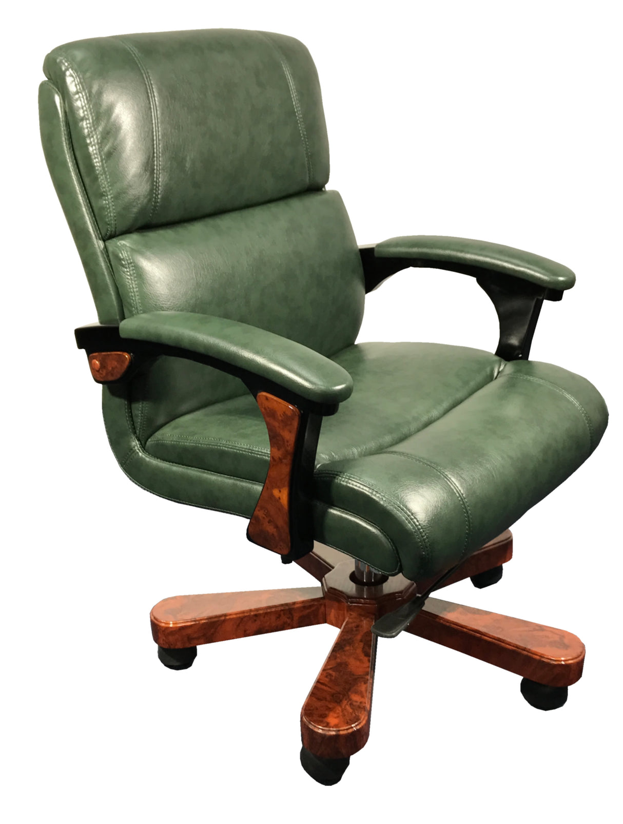 Luxury Executive Style Office Chair in Green Leather - B018