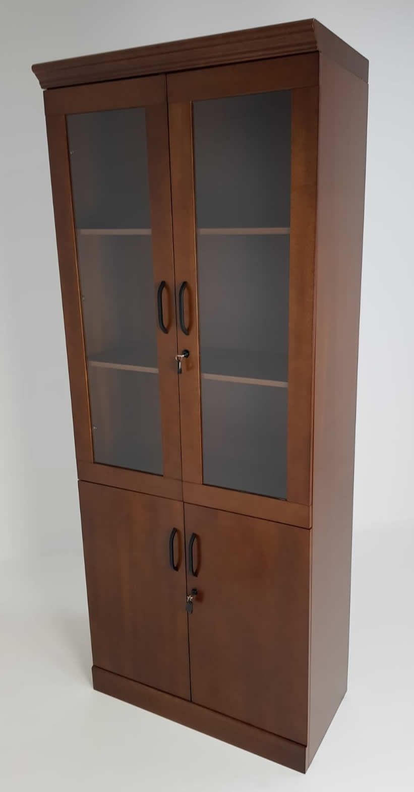 Real Wood Veneer Two Door Executive Bookcase in Walnut - 1861A-2DR