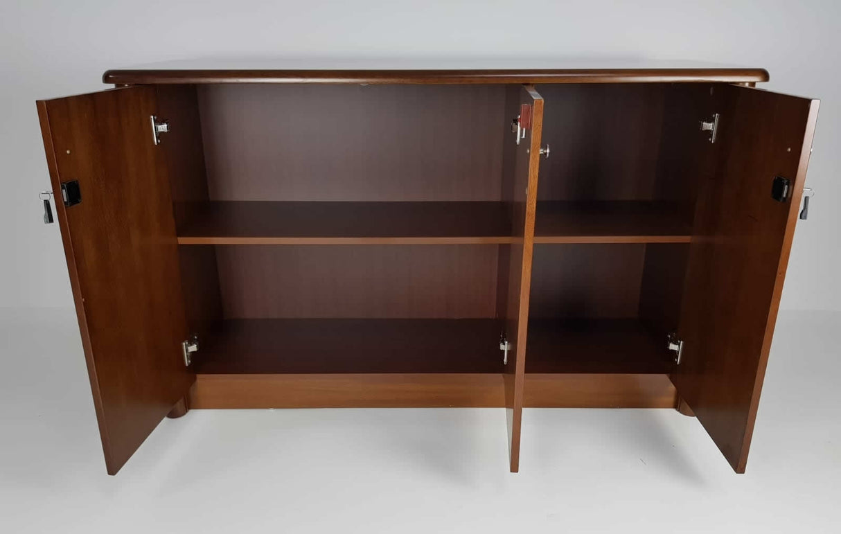Real Wood Veneer Three Door Executive Walnut Cupboard - 6846T