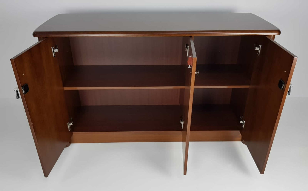 Real Wood Veneer Three Door Executive Walnut Cupboard - 6846T