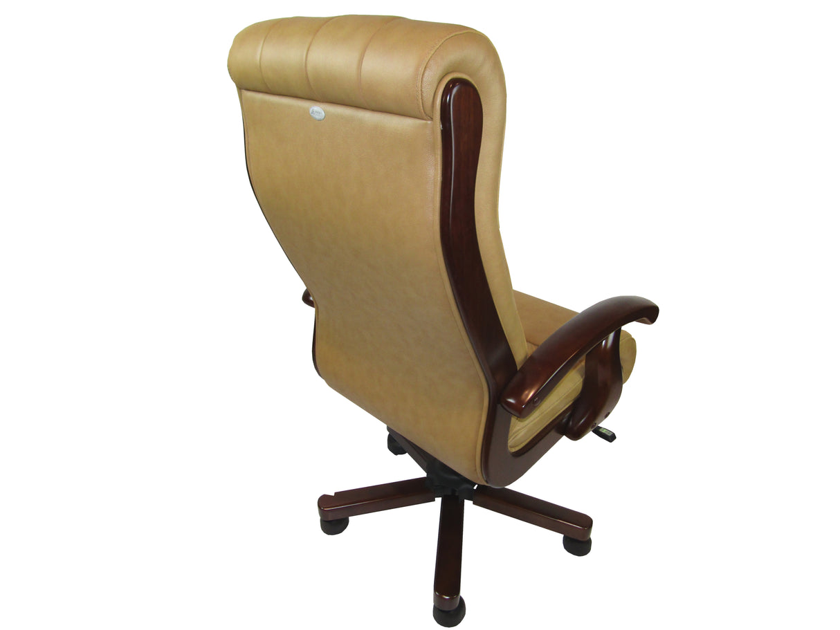 Beige Leather Chesterfield Executive Office Chair - CHA-WS-917