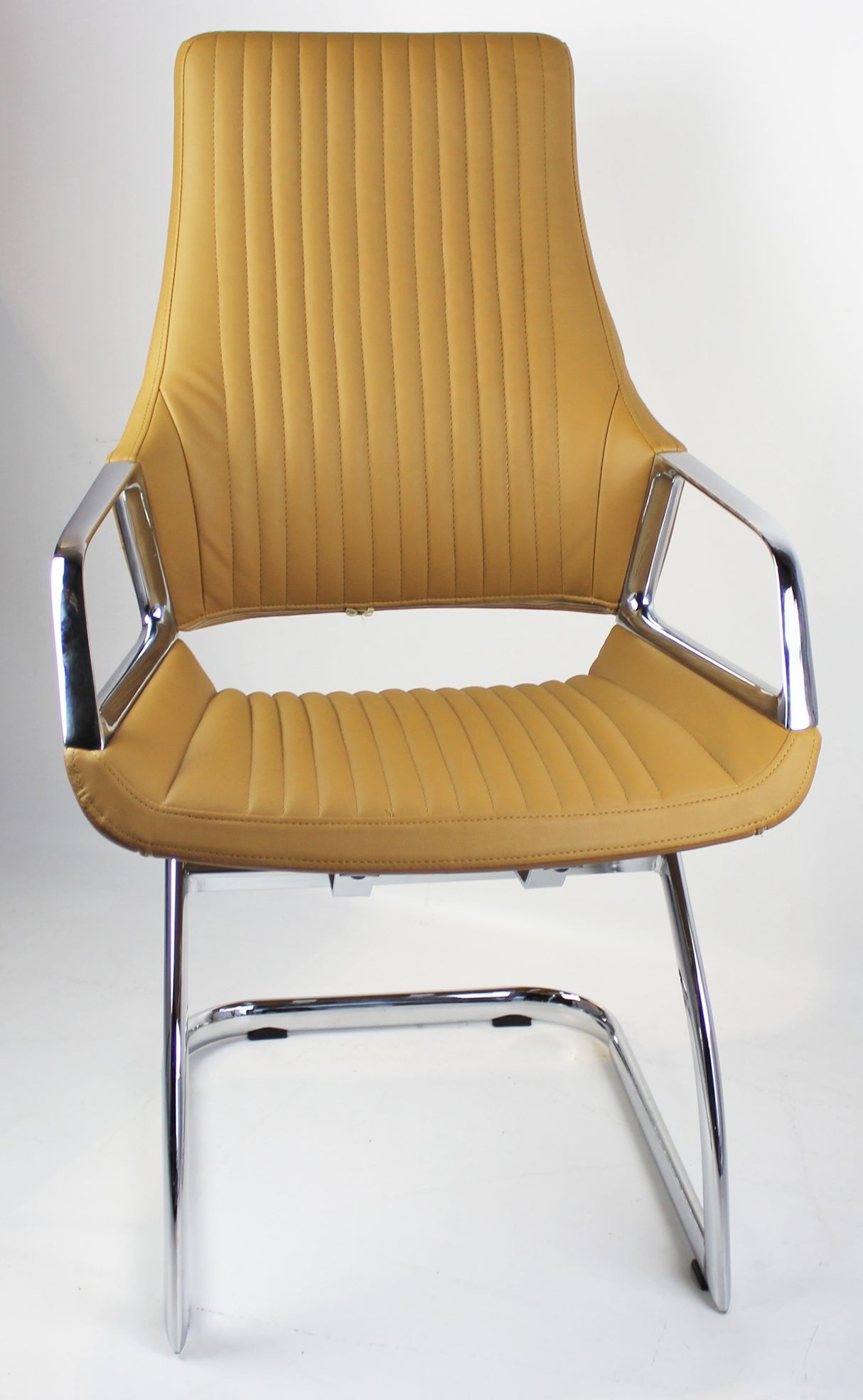 Contemporary Beige Leather Visitor Chair - CHA-1318C