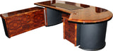 Luxury Executive Desk With Curved Design HAY-16841 Walnut with Black Leather 2600mm