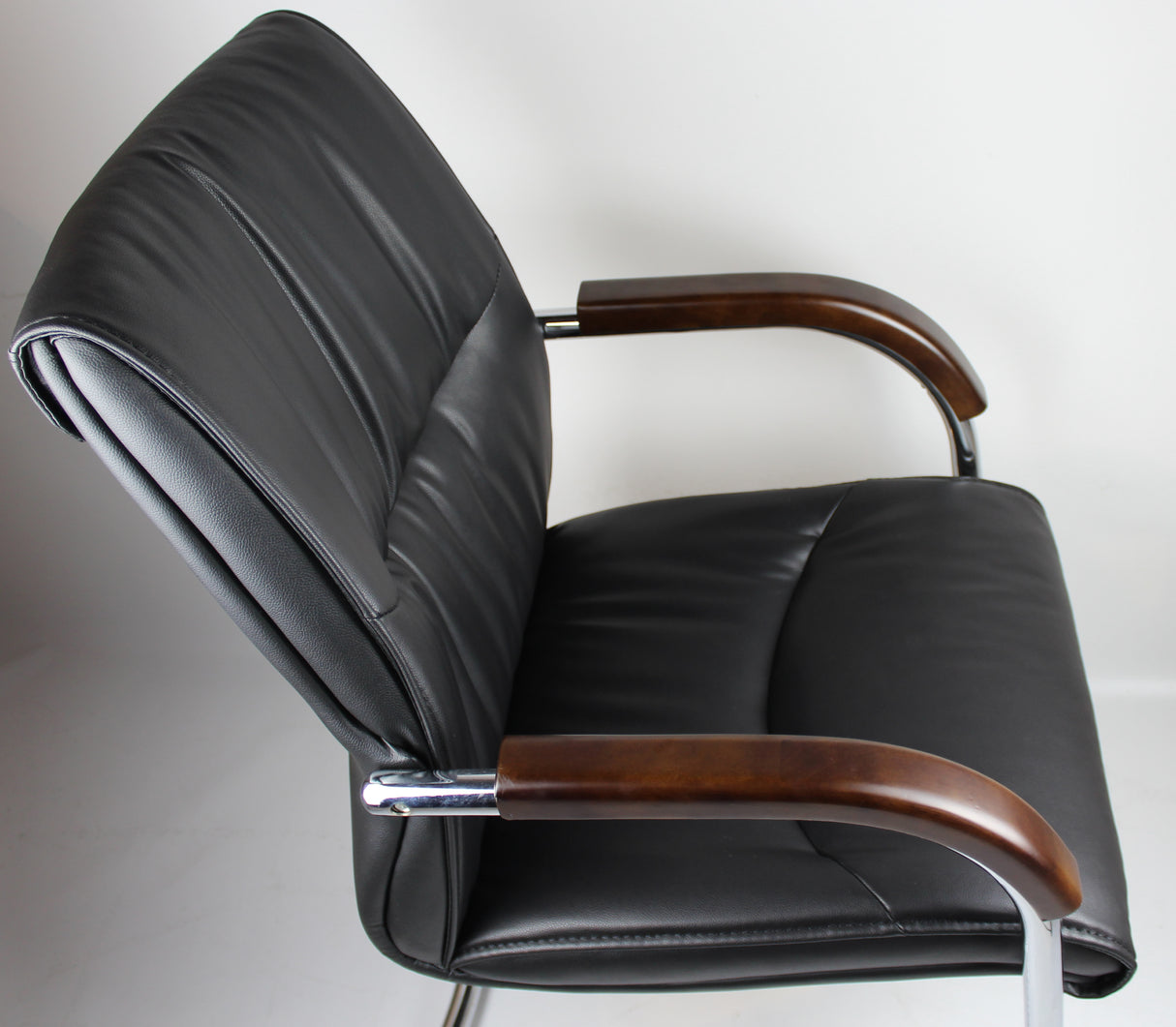 Stylish Black Leather Office Visitor Chair - 6161-BLACK