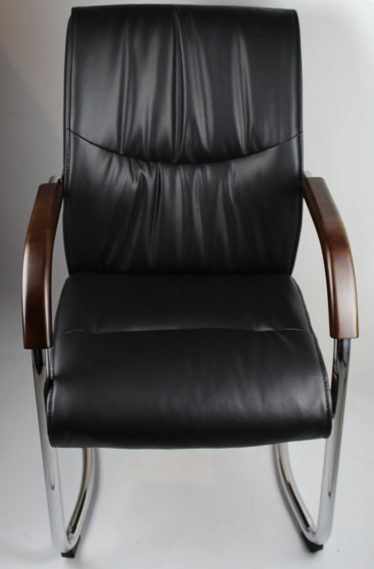 Stylish Black Leather Office Visitor Chair - 6161-BLACK