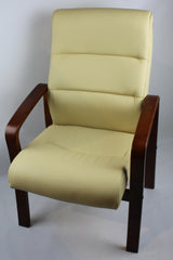 Executive Meeting Room Chair with Cream Leather & Walnut Arms - 517CR