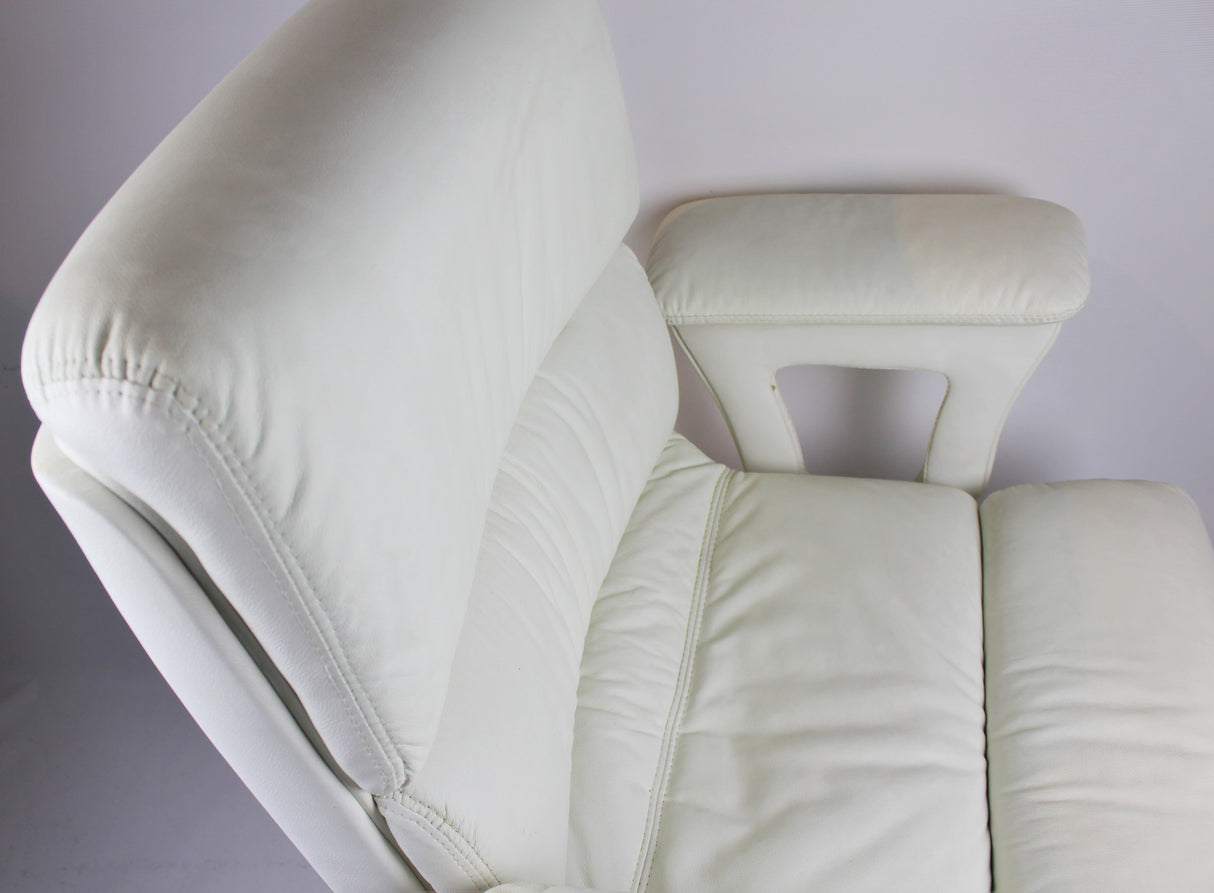 Executive Office Chair Genuine White Leather - Sold with marks and blemishes - DES-B020-W