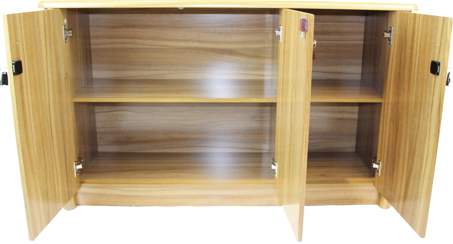 Light Oak Three Door Cupboard with Locks - 6846T-3DR