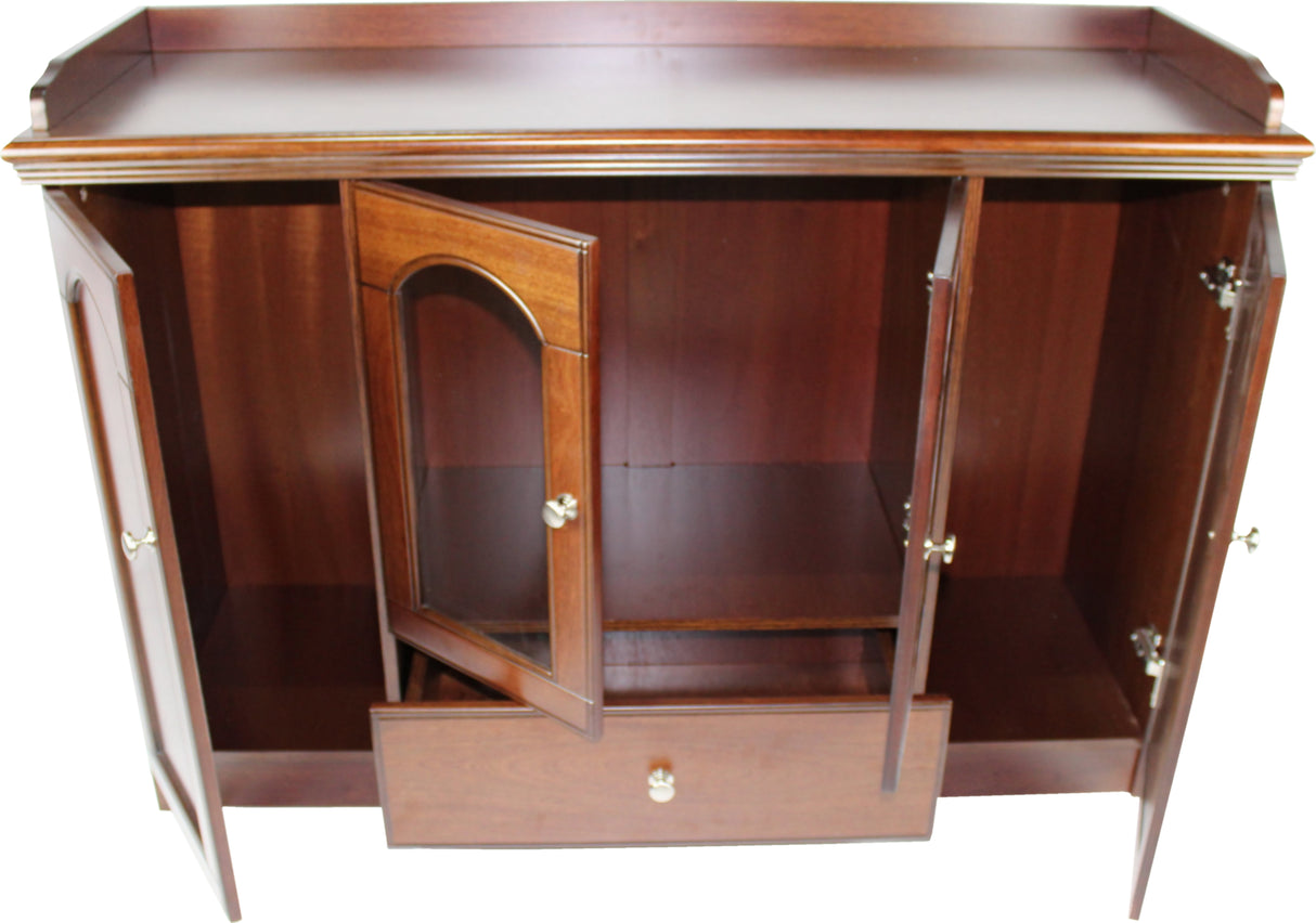 Executive Real Wood Veneer Cupboard with Glass Doors - JU03