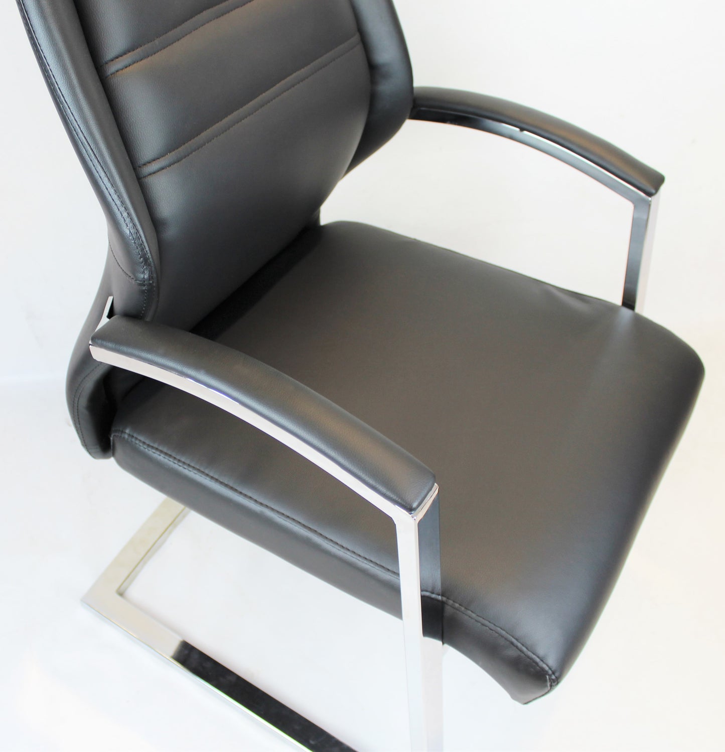 Modern High Back Black Leather Meeting Chairs with Heavy Duty Cantilever Frame - DH-103-2