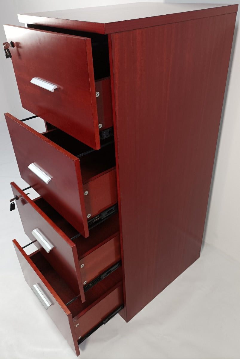 Real Wood Veneer Mahogany Four Drawer Executive Filing Cabinet - AB84