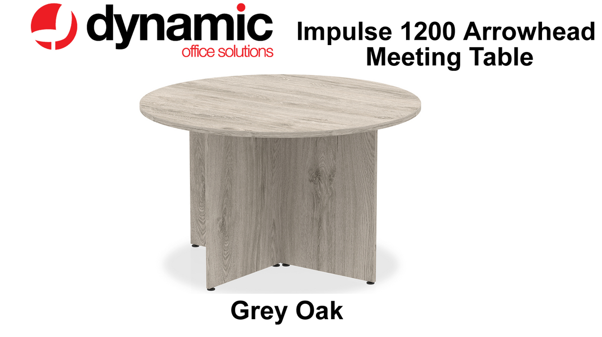 Impulse 1200mm Grey Oak Round Arrowhead Leg Meeting Table