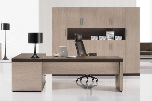 Large Executive Corner Desk In Coffee Oak Veneer - 2800mm - JRC282