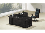 Black Ash Veneer Executive Office Desk With Pedestal & Return - L3F-UG223-2200mm