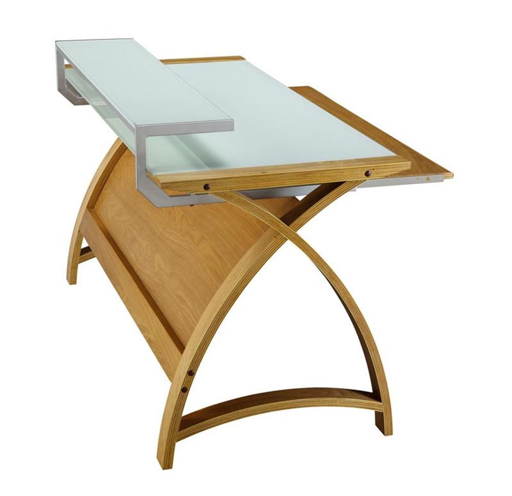 Contemporary Quality Glass Home Office Desk in Oak - 1300mm - PC201-1300