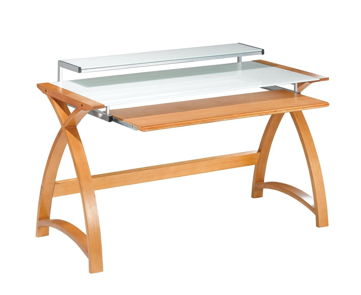 Contemporary Quality Glass Home Office Desk in Oak - 1300mm - PC201-1300