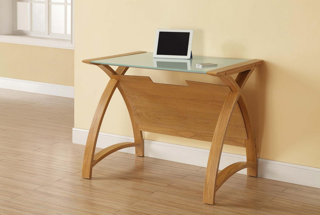Contemporary Quality Glass Home Office Table in Oak - 900mm - PC201-900