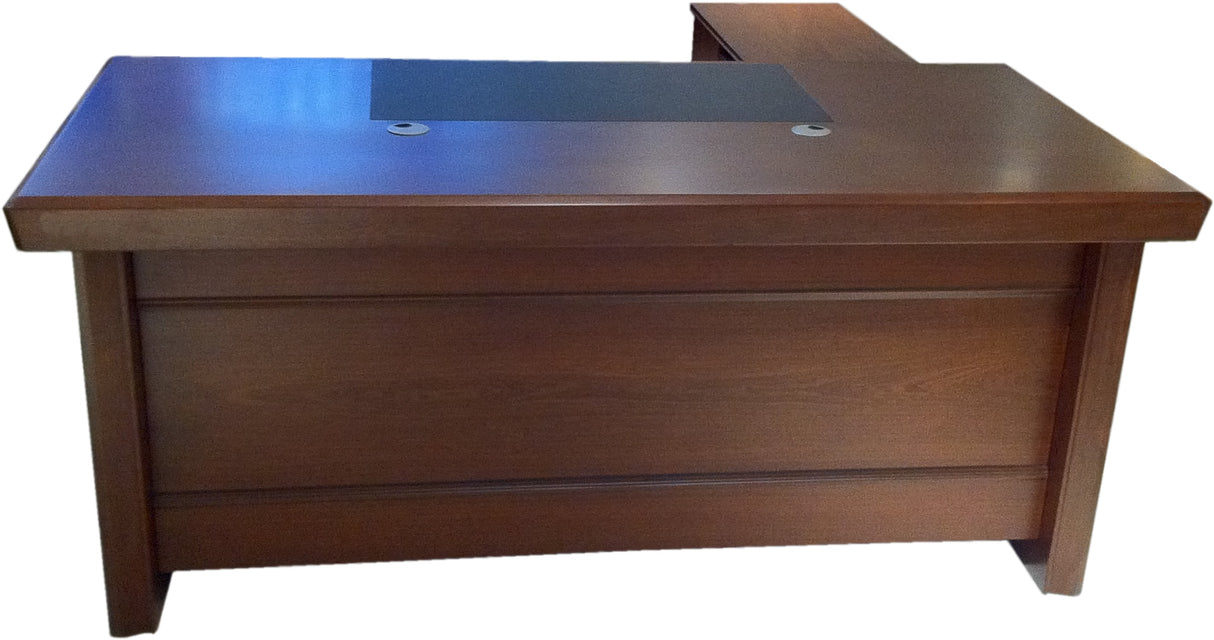 Real Walnut Veneer Executive Office Desk With Pedestal & Return - 1800mm - K5L181