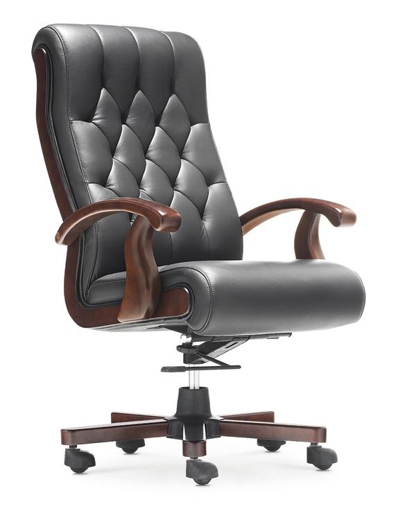 Black Leather Chesterfield Executive Office Chair - CHA-WS-917